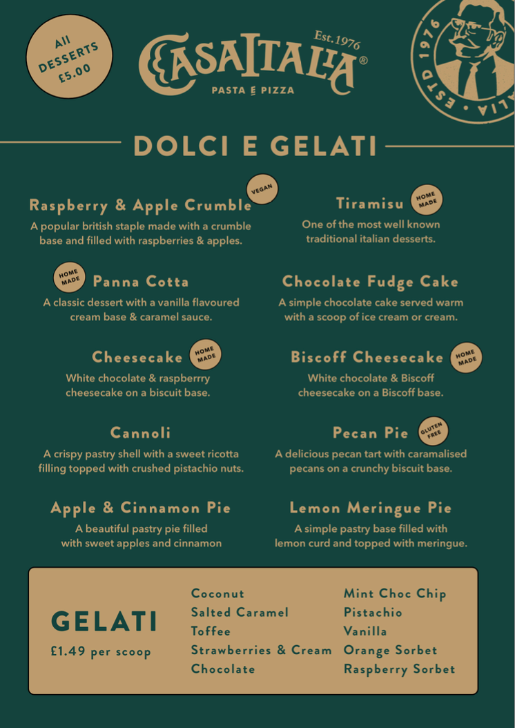 Casa italia menu deals